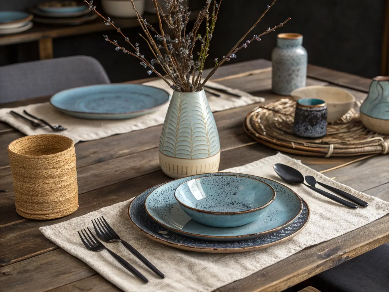 Artisan's Earthy Blue Table