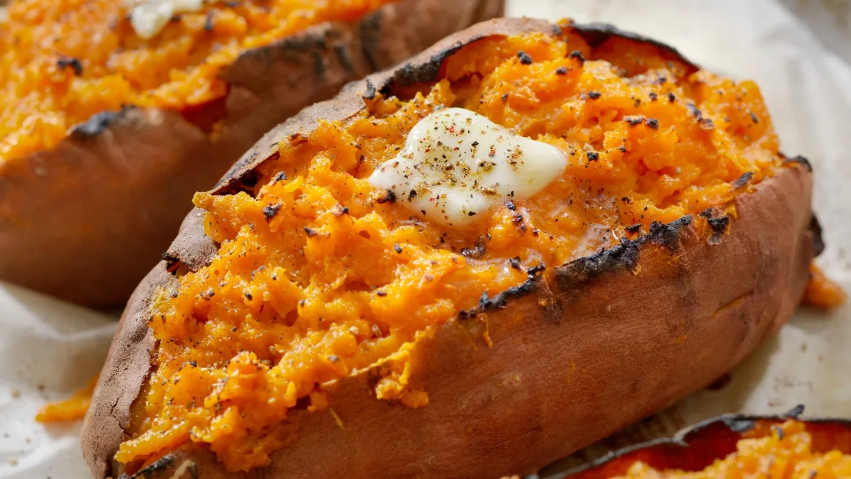 Baked Sweet Potato with Almond Butter