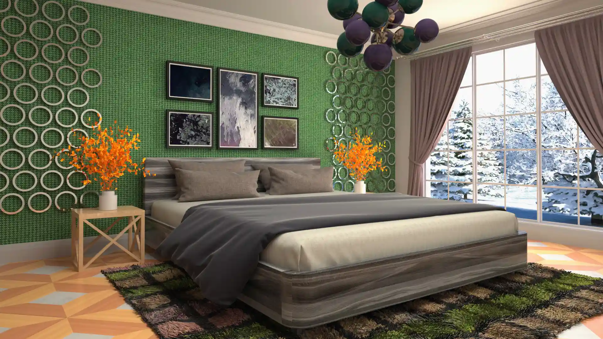 Bold Green Feature Wall