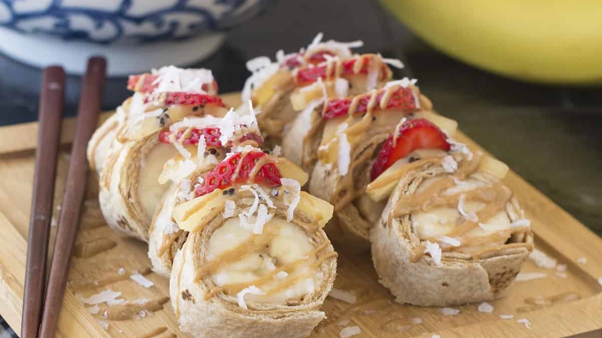 Breakfast Sushi Rolls with Fruits and Nut Butter