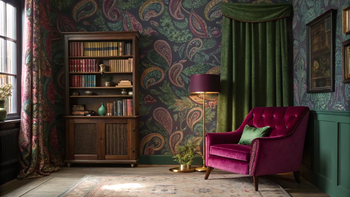 Deep Plum Velvet Button Tufted Armchair