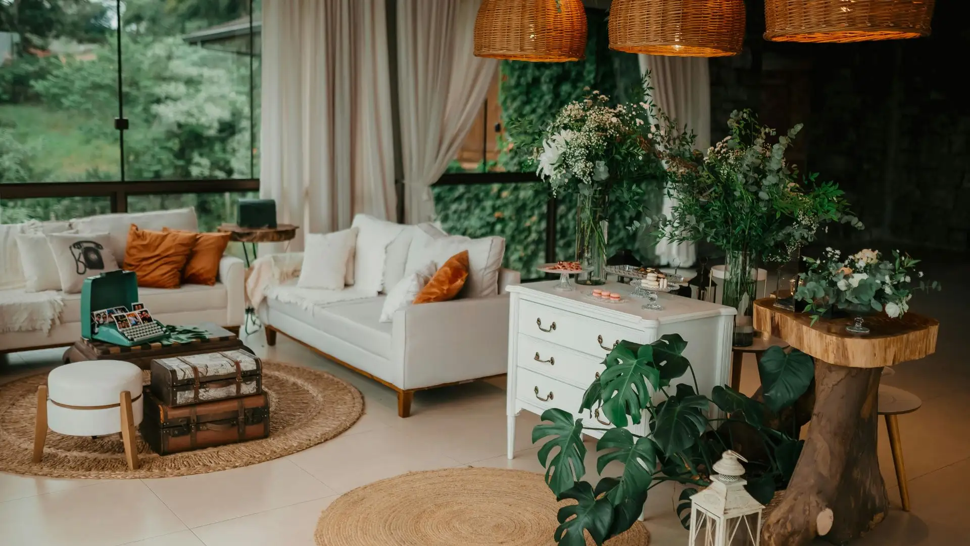 Earthy Accents and Living Greenery