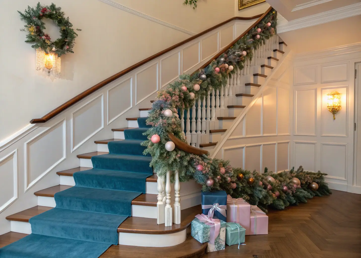 Elegant Pink and Blue Staircase