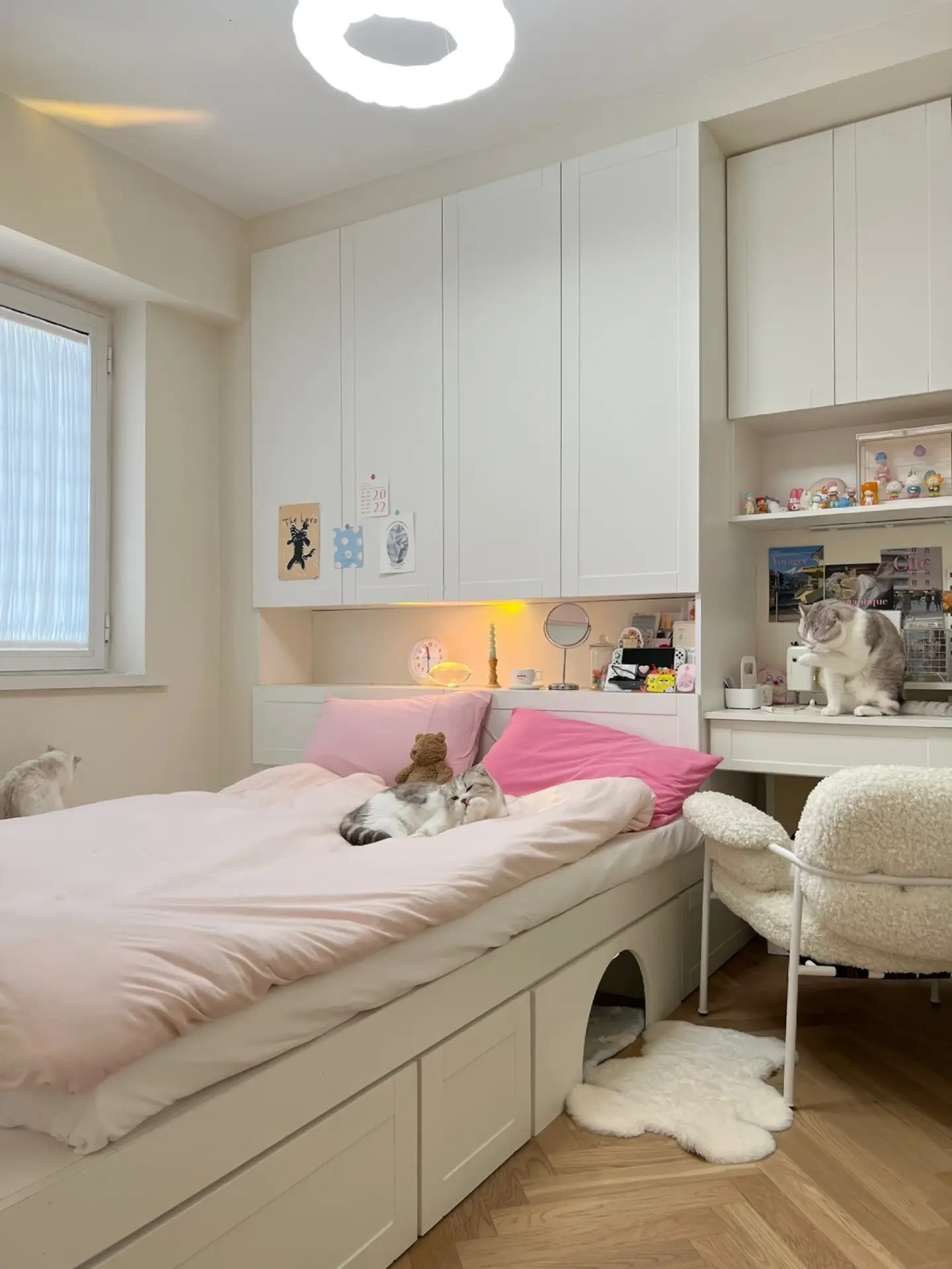 Floor-to-Ceiling Storage Wall with Hidden Lighting