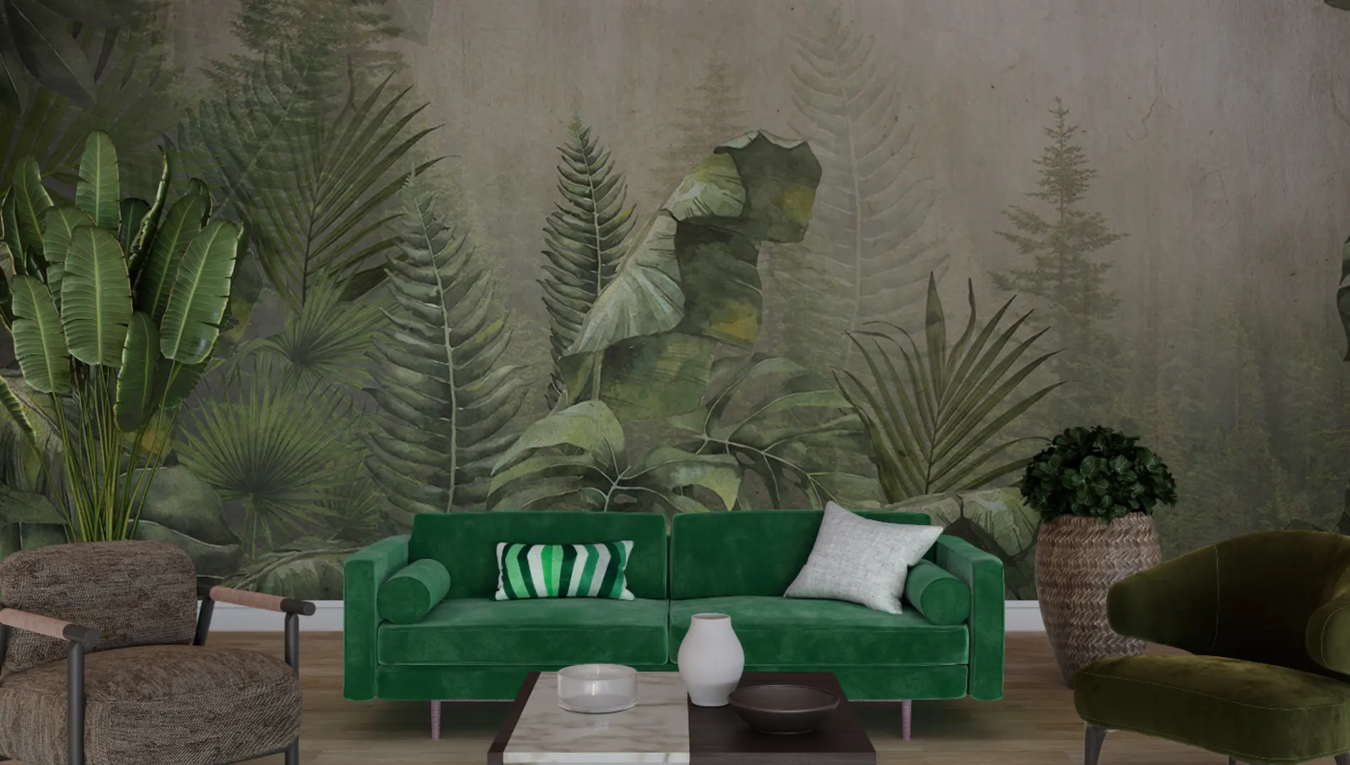 Forest Green Velvet Sofa