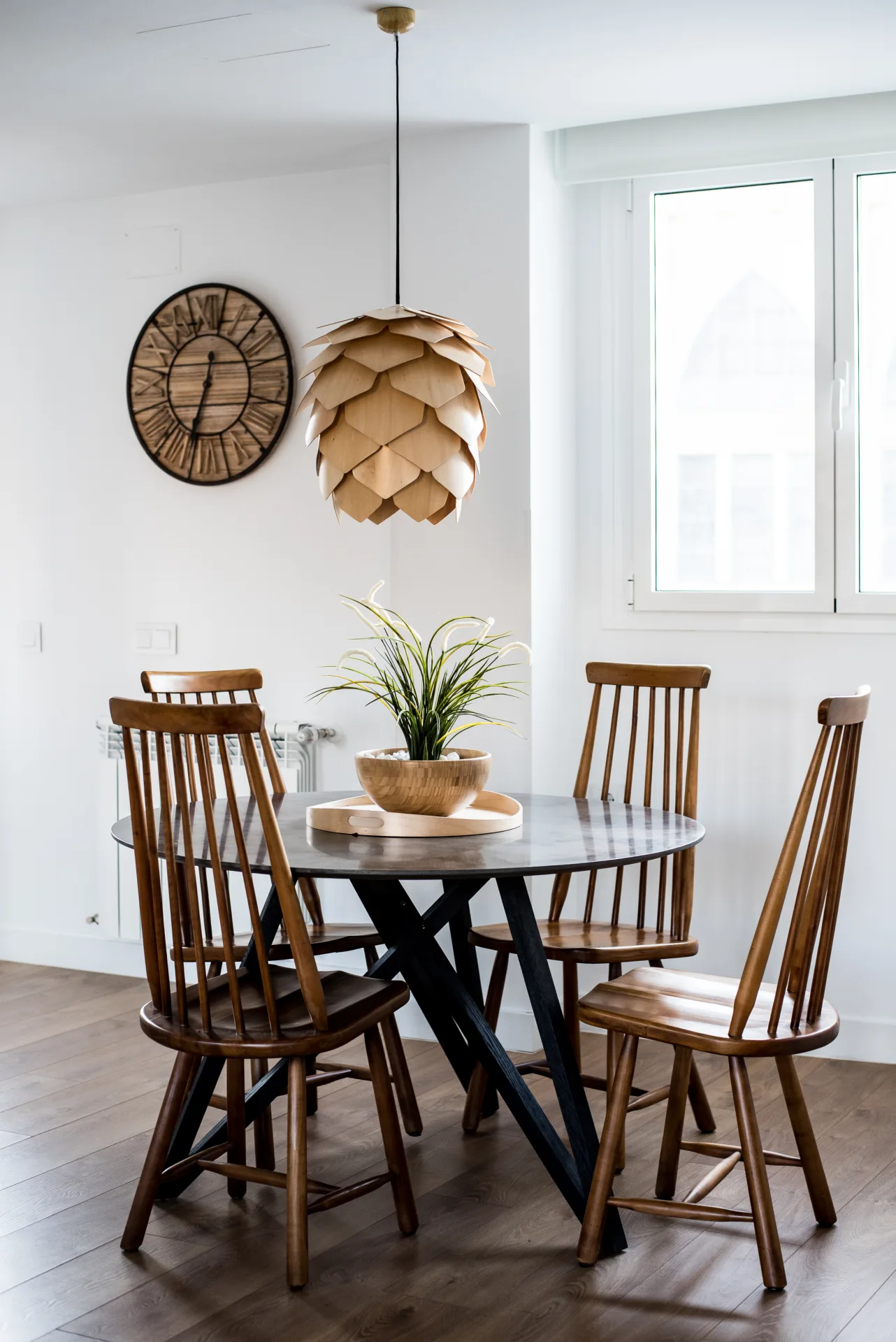 Modern Scandinavian Dining Room with Natural Wood Accents