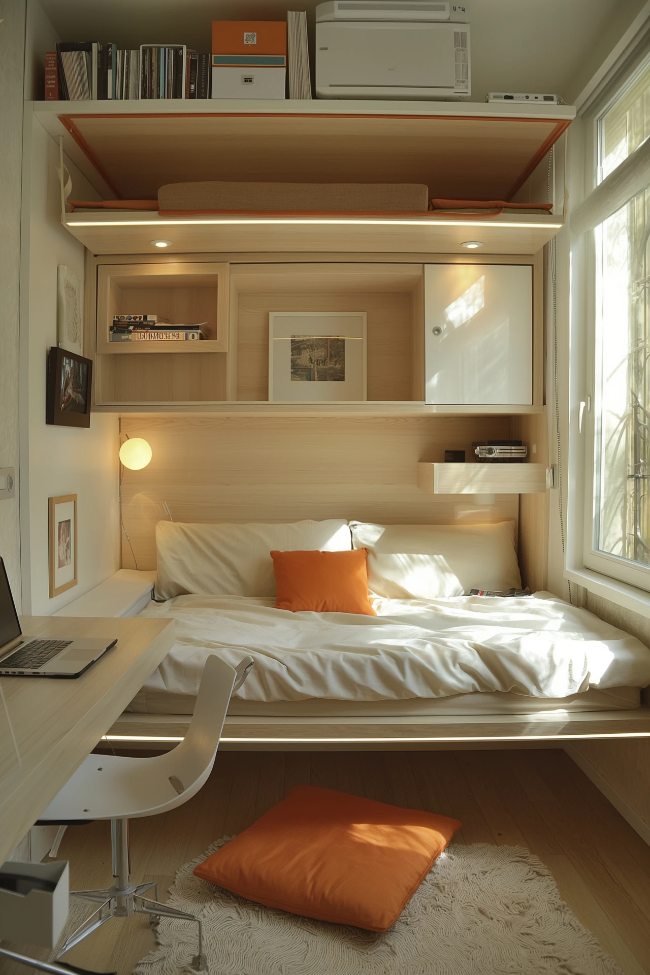 Multi-Level Micro Studio with Overhead Storage Loft