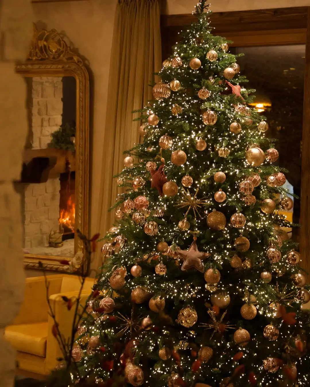 Rose Gold and Bronze Fireside Tree