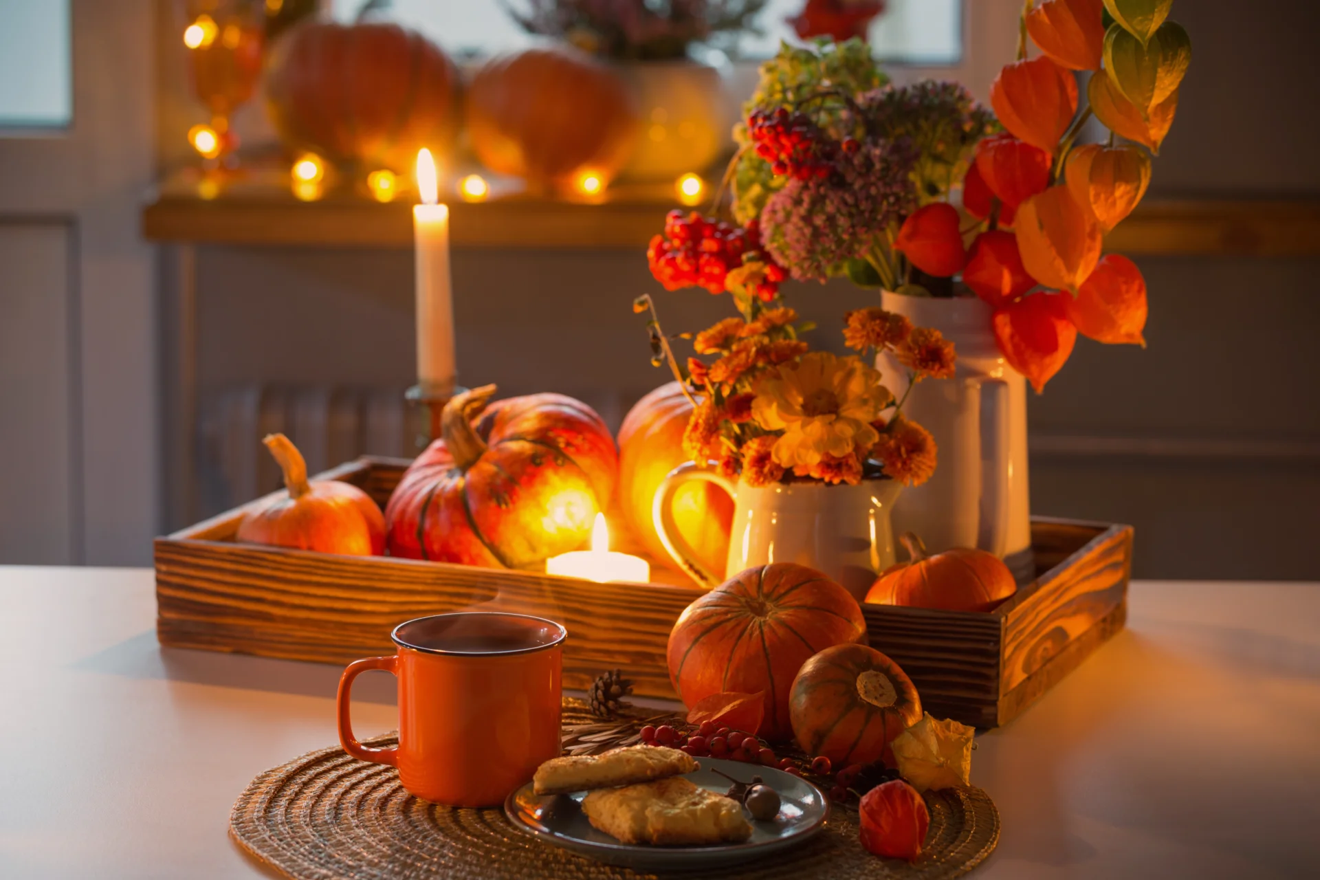 Rustic Autumn Kitchen Console Tray