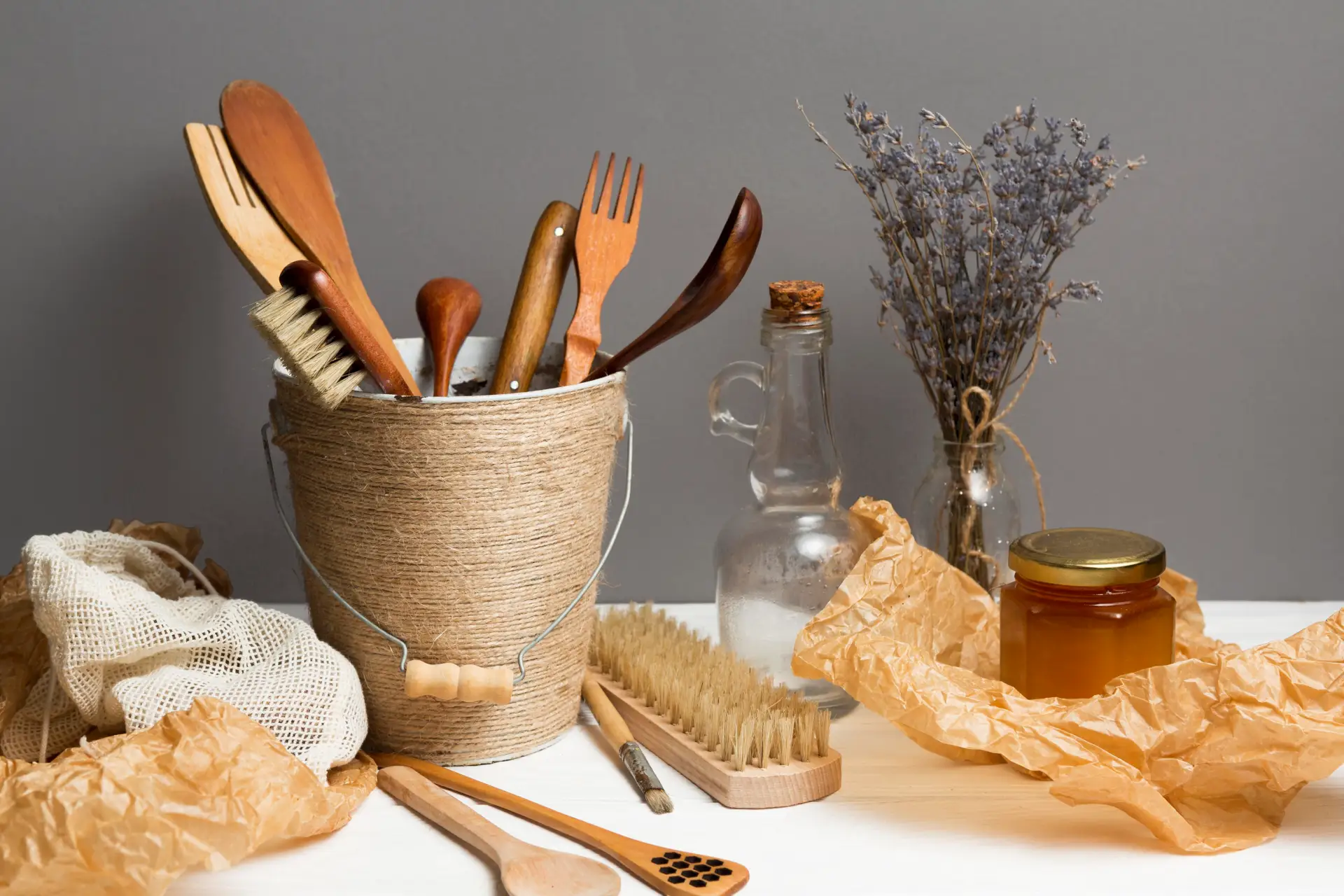  Rustic Wooden Utensil Caddy