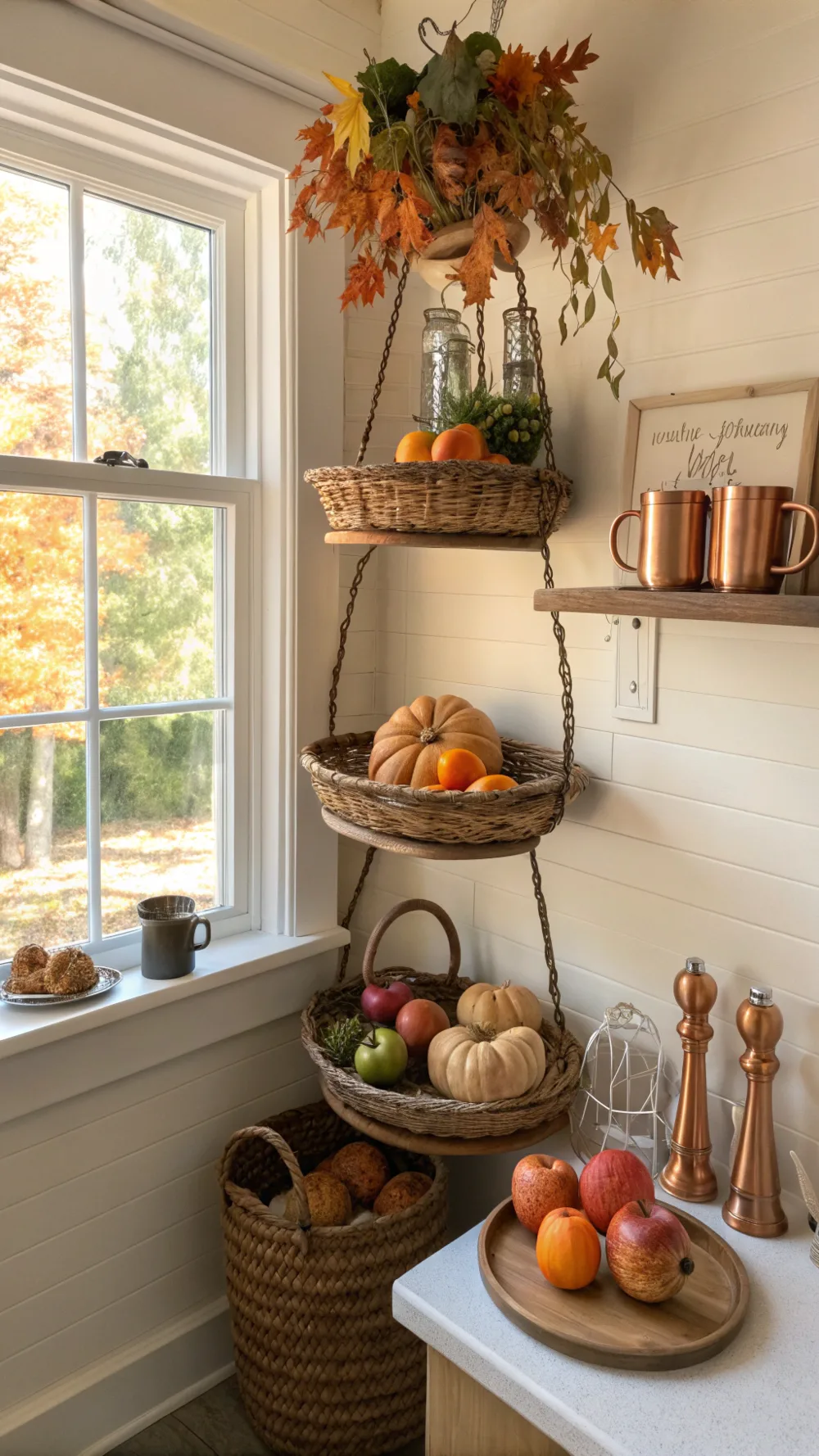 Tiered Hanging Baskets for Produce & Bread