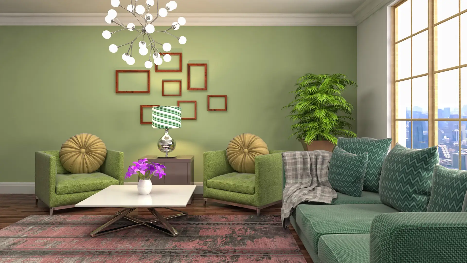 Varied Green Seating and Cushions