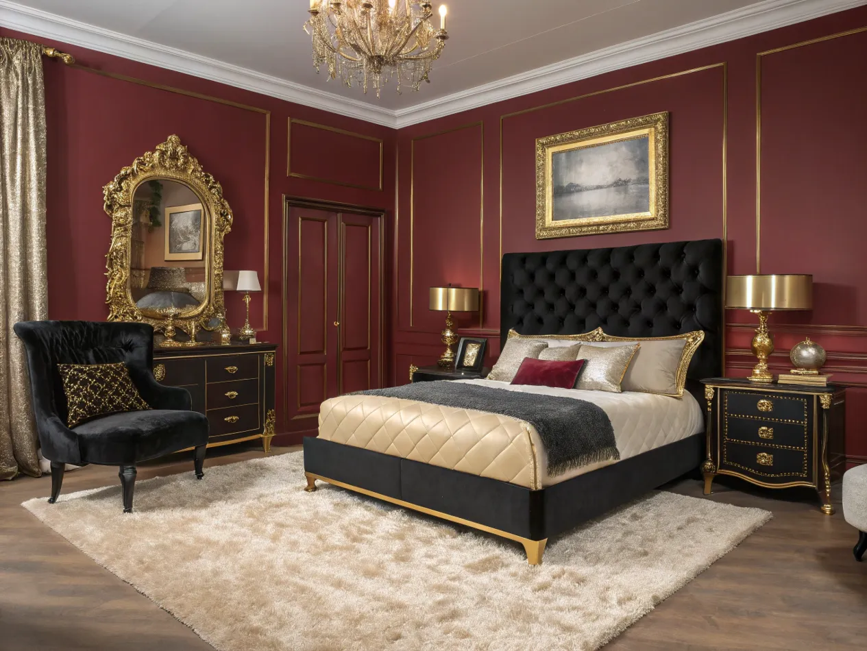 Velvet Grandeur Black and Gold Accents