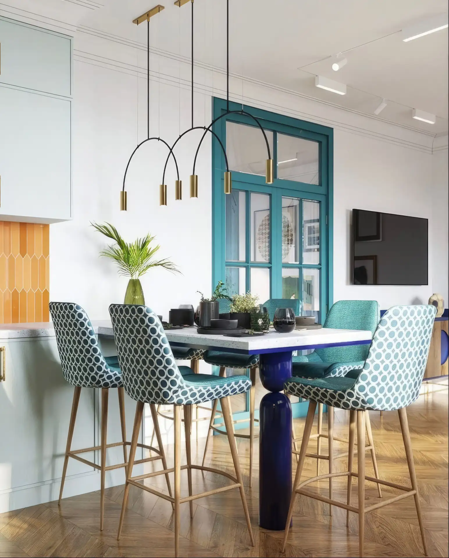 Vibrant Blues and Playful Patterns