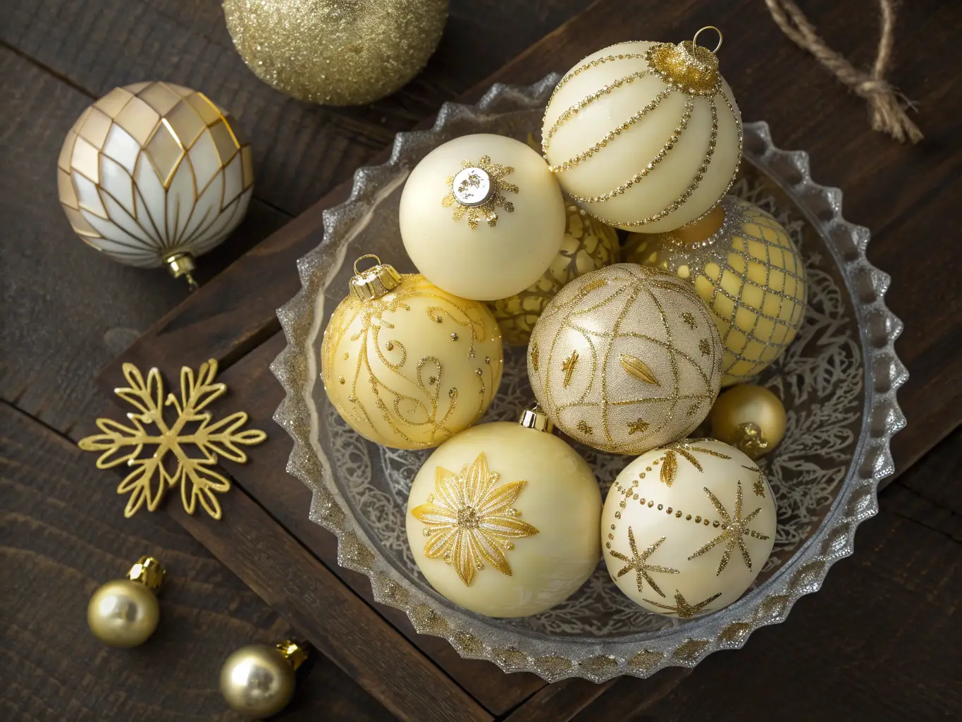 Vintage Butter Yellow Ornaments
