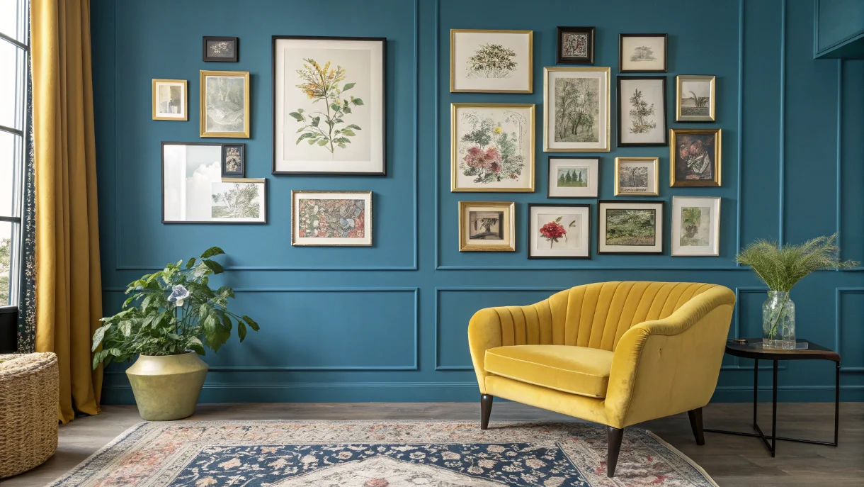 Wall and Mustard Velvet Chair