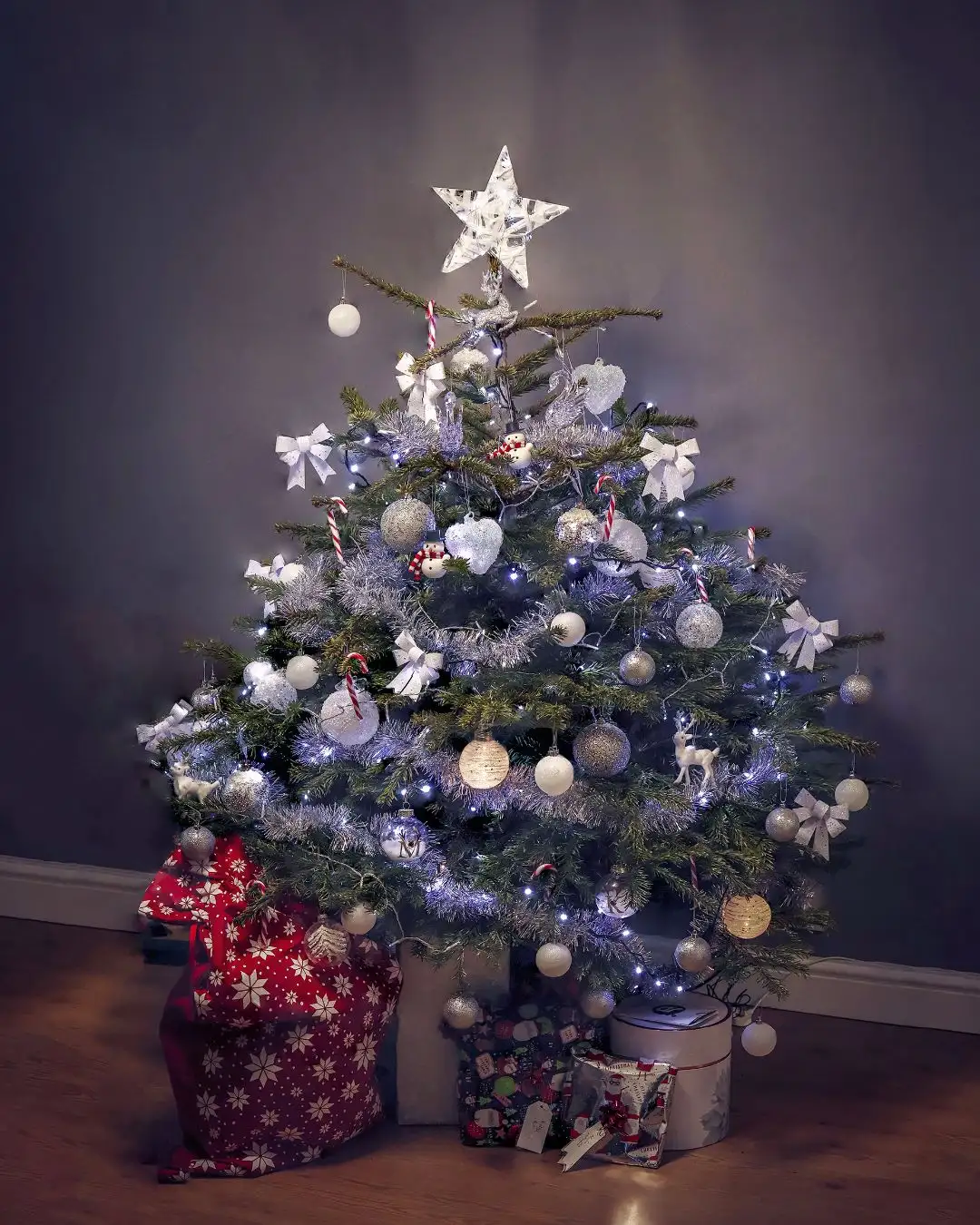 White and Silver Candy Cane Tree