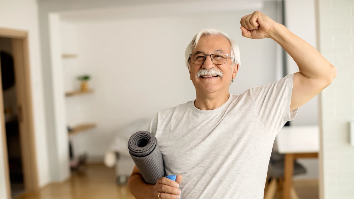 old man Exercises in Bedroom